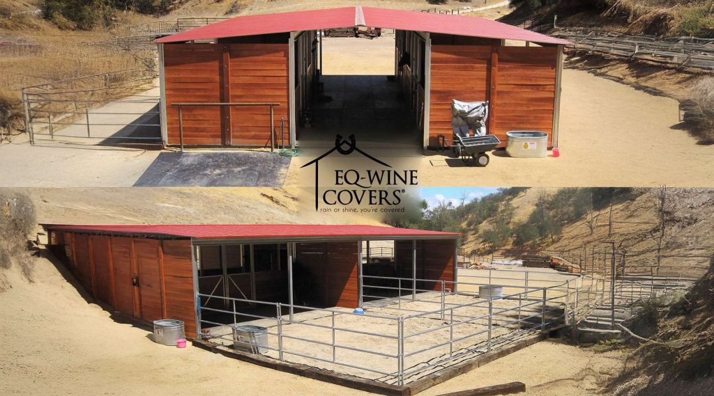 Red Roof Horse Barn with Fenced Area in Paso Robles