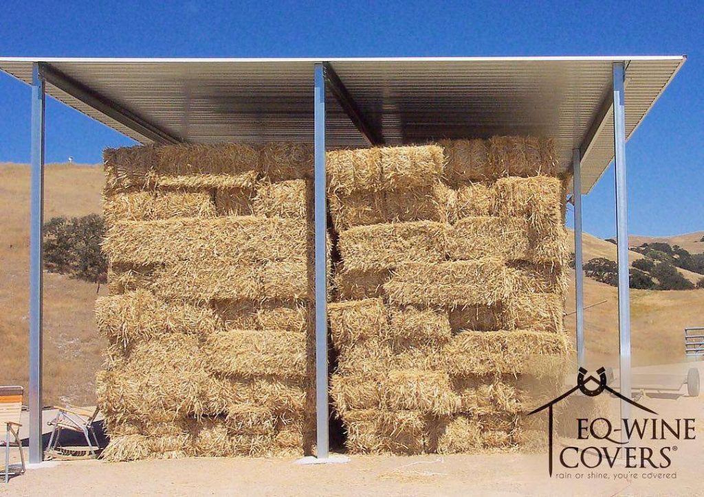 Steel Roof Covering Stacked Hay Bales in Paso Robles